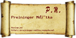 Preininger Mátka névjegykártya